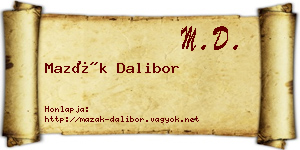 Mazák Dalibor névjegykártya